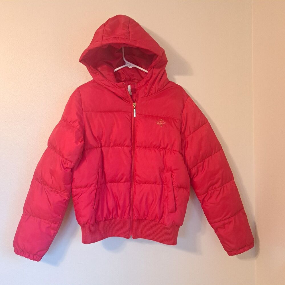 South Pole Puffer Jacket Coat Parka Red Y2K Womens Hooded Warmth Size XL
